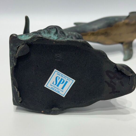 Vintage SPI San Pacific Int'l Bronze Dolphin Statue Sculpture 7.5 Inch Tall (B1) - Picture 11 of 11